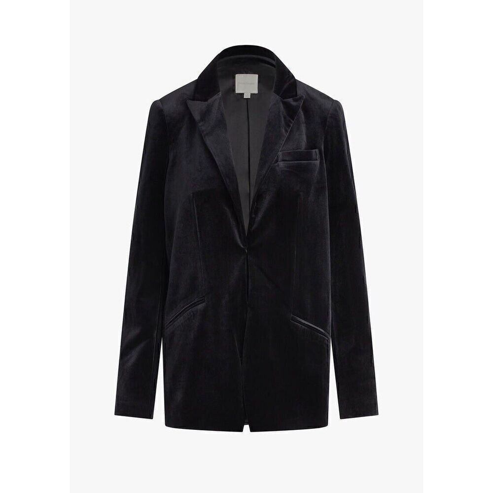 Favorite Daughter Blazer Women's Large Black Velvet Lined Lapel Notch Collared